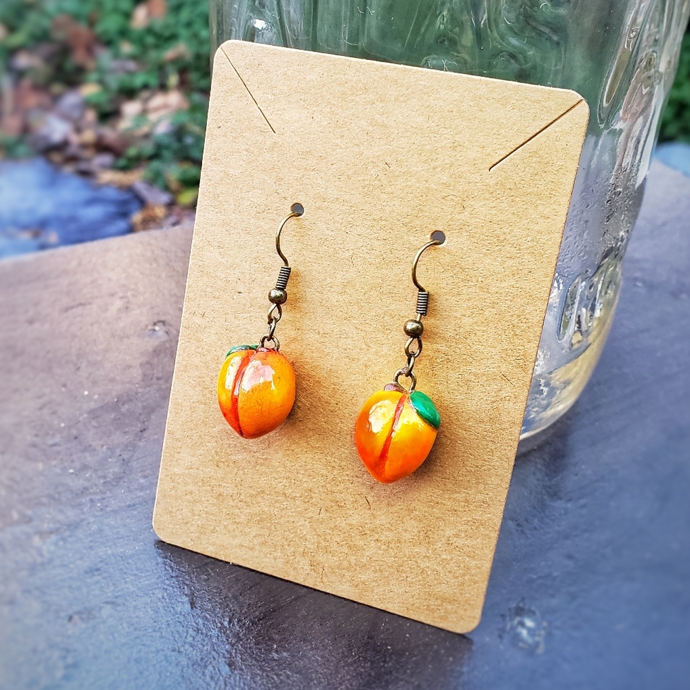 Juicy Peach Handcrafted Earrings | Fruit Earrings